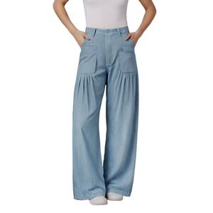 Light Blue Light Denim Wide-Leg Pants